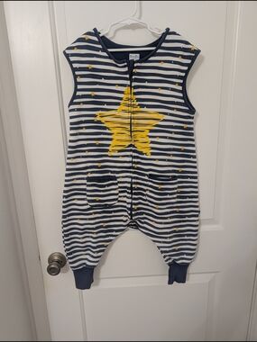 Vaenait Baby Sleeveless Navy & White Striped Blanket Sleep Sack with Yellow Star